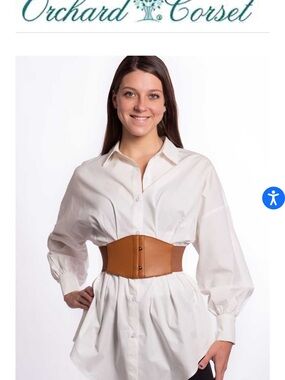 Tan Leather Waist Cincher Corset Belt